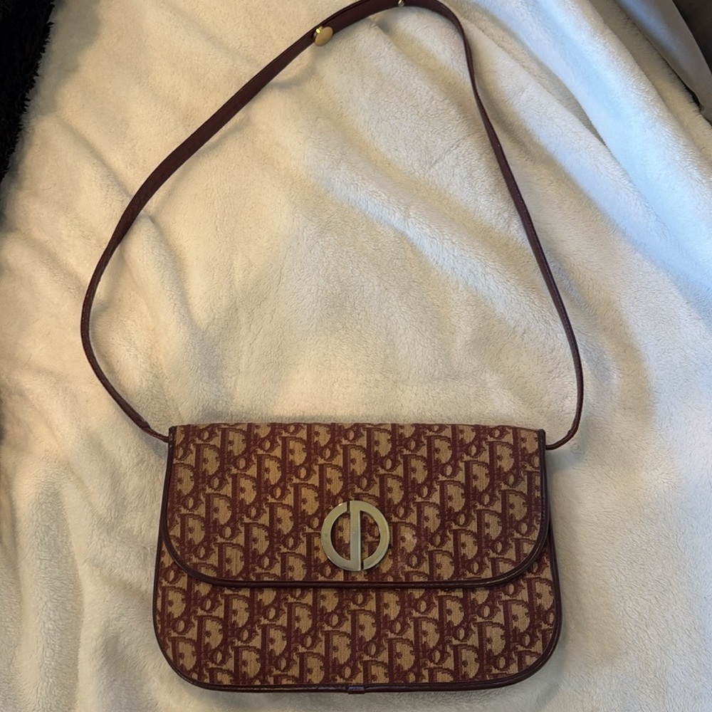 Vintage Dior Burgundy Crossbody Bag with Iconic Design